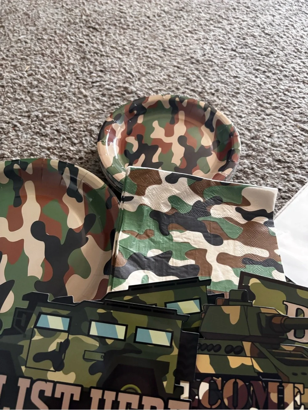 Camo Party Paper Suppliy - Green, Brown, Black, Tan